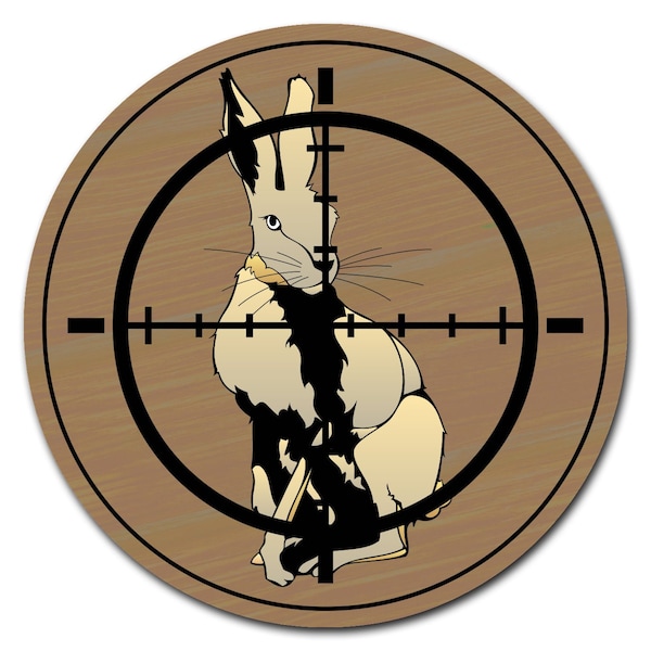 Rabbit Hunter Circle Vinyl Laminated Decal